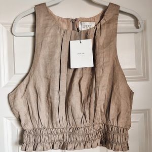Dissh linen tan top women's size 8